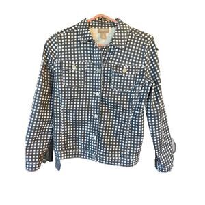 CHICO'S Woman's Size 0 Blue And White Plaid Shacket Button-Up Super Cute